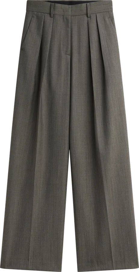 Pantalon large à pinces, gris.